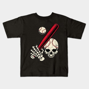 Baseball Skull Bat and Ball Kids T-Shirt